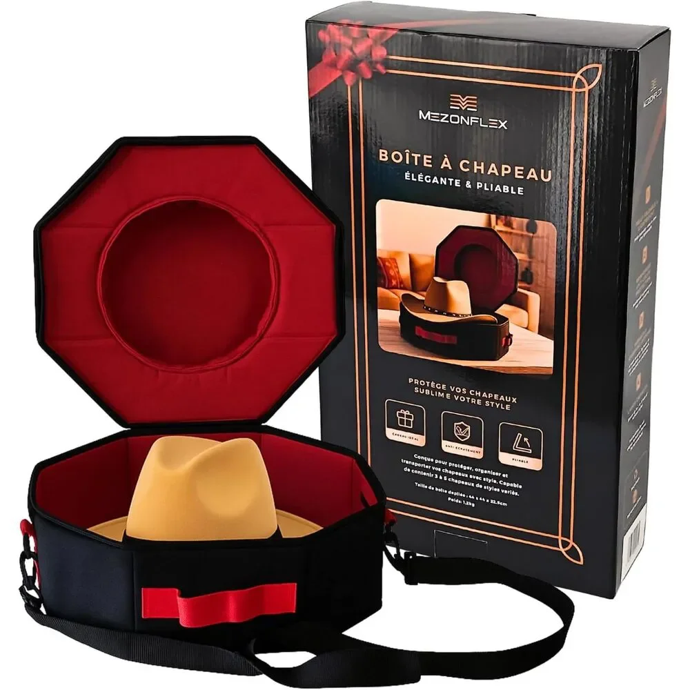 Foldable Lightweight Western Fedora Hat Box Water Resistant Oxford Travel Case